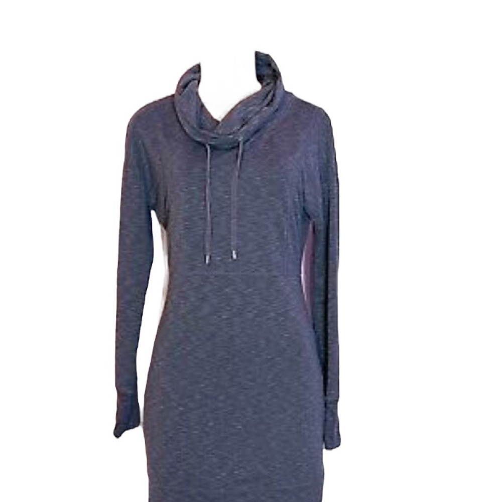 ATHLETA Blue Gray Space Dye Funnel Neck Long Sleeve Knit Pullover XS Dress - Picture 2 of 7